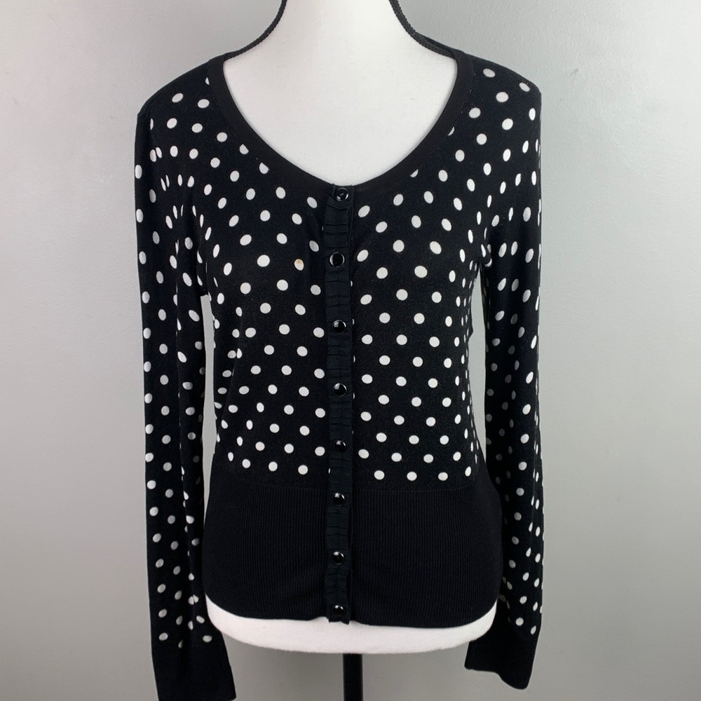 White House Black Market Polka Dot Cardigan Sweater